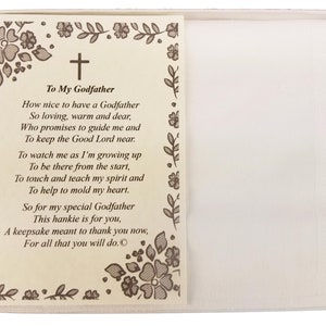 Pañuelo de poesía personalizado para bautizo, bautismo, dedicación a mi padrino - Pañuelos de recuerdo de regalo