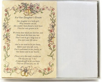 Personalized From the Bride's Parents to the Groom Poetry Wedding Handkerchief