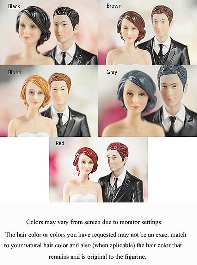 Legacy of Love Interracial Wedding Cake Topper Figurine Caucasian Groom and African American Bride Custom Painted Hair Color Available image 2