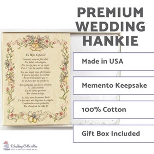 Personalized La Madre del Novio Wedding Handkerchief in Spanish image 3