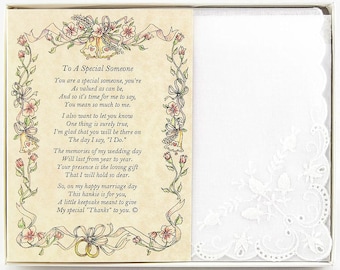 Personalized To A Special Someone Poetry Wedding Handkerchief