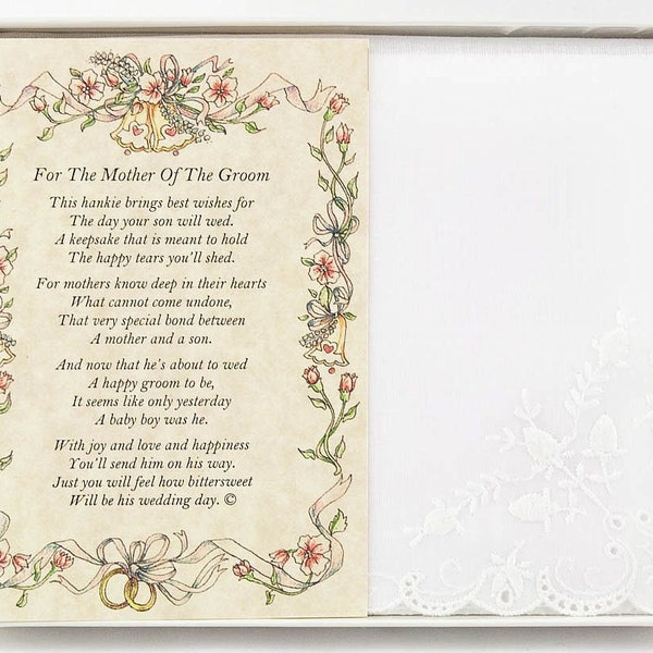 Personalized From Friend or Family to the Mother of the Groom Wedding Handkerchief