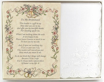 Personalized To My Bridesmaid Poetry Wedding Handkerchief Gift