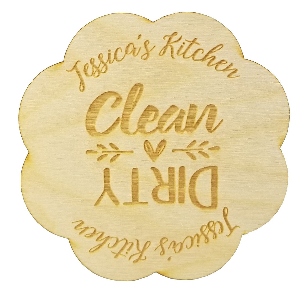 Custom Rustic Wood Dishwasher Personalized Clean Dirty 3 Inch