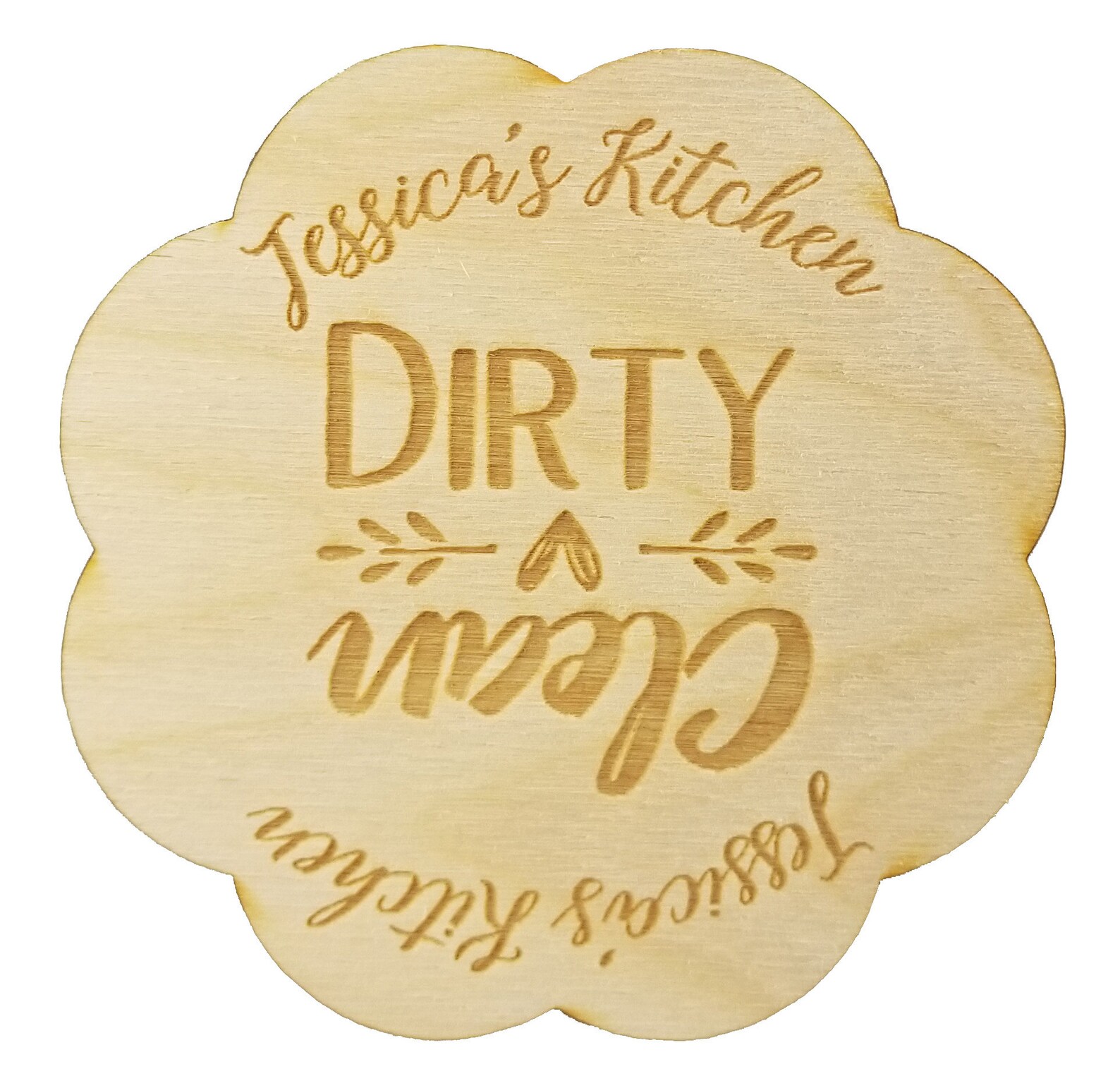 Custom Rustic Wood Dishwasher Personalized Clean Dirty 3 Inch