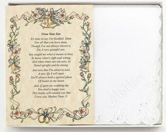 Personalized From the Groom to his Mother Wedding Handkerchief