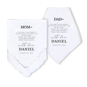 Personalized Wedding Handkerchief Wedding Gifts for Parents - Mother of Groom Gift and Father of the Groom - Customized Gifts for Parents on