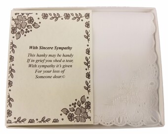 Personalized Sympathy Bereavement Poetry Woman's Handkerchief Gift Keepsake Ideas for Loved One