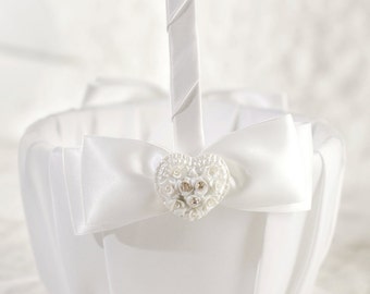 Rhinestone Pearlized Herz-Rosen-Blumenstrauß-Hochzeits Flowergirl-Korb