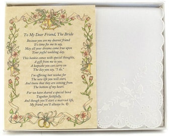 Personalized From a Friend to the Bride Wedding Handkerchief