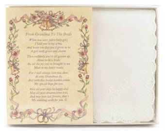 Personalized From Grandma to the Bride Wedding Handkerchief
