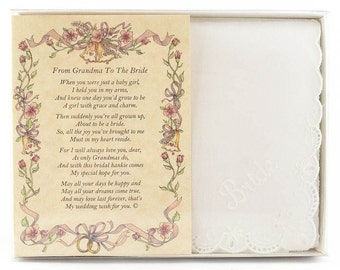 Personalized From Grandma to the Bride Wedding Handkerchief
