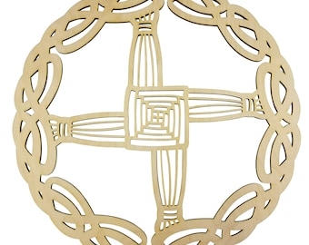 12” Celtic St Brigid’s Cross Celtic Knot Wall Art | 12” Diameter - 1/8” Thick | Wooden Wall Art, Crystal Grid | Sacred Geometry Art