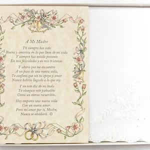 Gepersonaliseerde La Madre de la Novia-huwelijkszakdoek in het Spaans