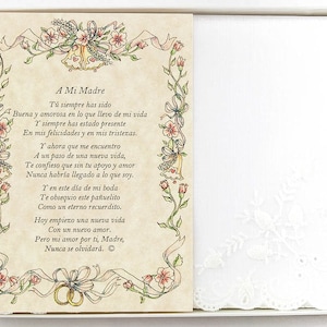 Personalized La Madre de la Novia Wedding Handkerchief in Spanish image 1