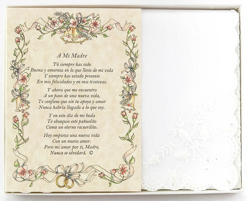 Personalized La Madre de la Novia Wedding Handkerchief in Spanish image 1