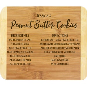 Personalized Wood Custom Typed Recipe Cutting Board Engraved Gift | 11” x 8.75” x 0.5” | Family Recipe Heirloom | Grandma Mom Mother