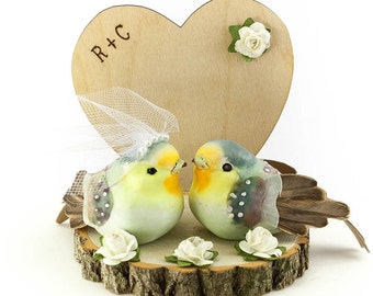 Rustic Nest Wood Wedding Cake Topper