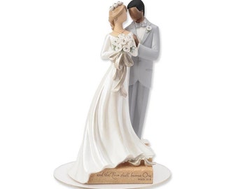 Legacy of Love Interracial Wedding Cake Topper Figurine - African American Groom and Caucasian Bride - Custom Painted Hair Color Available