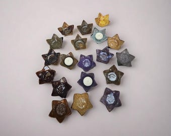 Quiet Christmas Star Ceramic Tealight Holder – Minimal Light Form, Ø8×2.5 cm