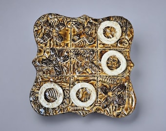 Tres en raya de bolsillo de Fossilbound Memories: compañero de viaje artesanal, 11 x 11 cm