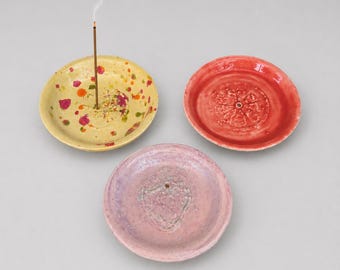 Summer Orchard Ceramic Incense Holder – Sunlit Ritual Dish, Ø8.5 × 1 cm