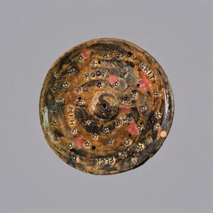 Cosmic Curse Ceramic Incense Holder – Fire-Born Ritual Dish with a Wink, Ø8 cm