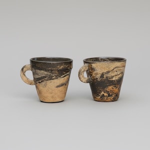 Artisan Steingut Kaffeetasse - Handgefertigte Bio marmorierte Keramiktasse