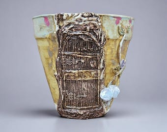 Maceta de cerámica Pasaje Encantado – Vasija Umbral del Bosque, Ø13×14 cm