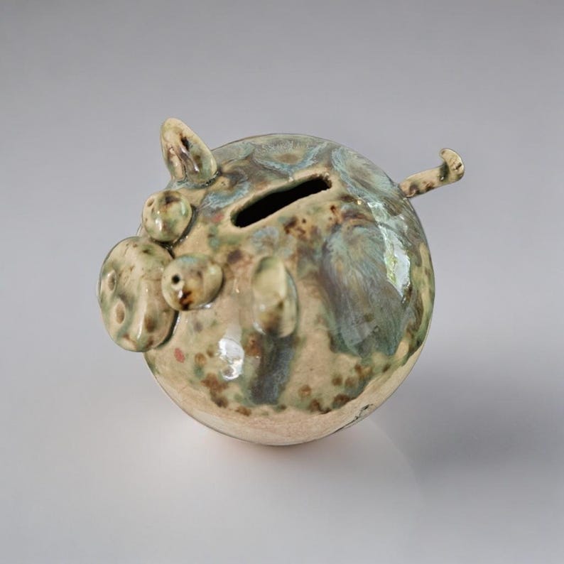 Quirky Ceramic Piggy Bank – Artisan Coin Keeper, Ø12×11 cm