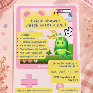 Inbjudan till Gamer Girl-möhippa | Pixel Art Patch Notes Möhippa (digital nedladdning)
