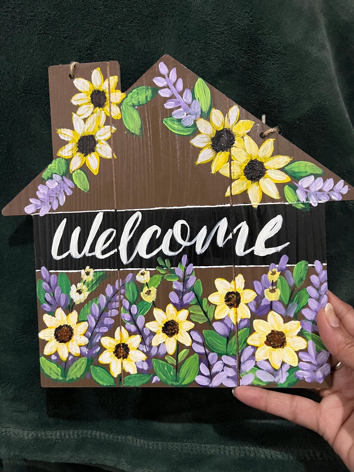 Hand-painted Wooden “welcome” Sign – Rustic Floral Home Décor - Etsy