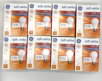 GE 40W Soft White Longer Life Bulb 4 pack each total 32 bulbs 390 Lumens