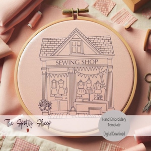 手刺繍テンプレートPDF、The Sewing Shop、4サイズ収録、即時ダウンロード、デジタルファイル、気まぐれな刺繍パターン