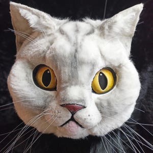 Realistic Cat Fursuit Head | Handmade Custom Animal Mask | Soft Plush Cat Costume