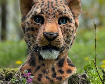 Realistic Leopard Fursuit Head | Custom Animal Mask | Leopard Costume for Cosplay, Events, LARP