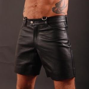 Men&#39;s Black Leather Shorts With Four Pockets in Black Custom Made To Order BSHN002 | Summer Shorts | Handmade Genuine Leather Shorts