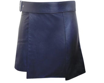 Men's Soft Leather Kilt – Black Buckle, Custom Made