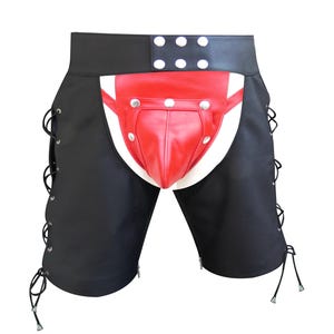 Herrläderchaps – Snörning, öppen rygg för motorcykelchaps