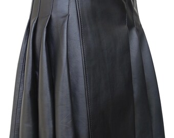 Handmade Black Leather Kilt – Utility Style, Custom Made