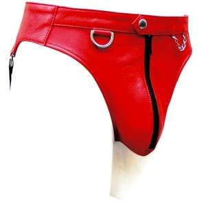 Leather Jocks Strap With Front D-ring & Chain Custom Made To Order JO-024