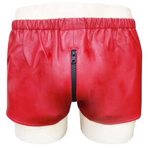 Men's Sexy Leather Chaps Shorts in Red - Custom Made to Order SO211