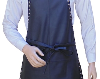 Personalized Leather Apron with stud – Custom Logo, BBQ Chef Gift