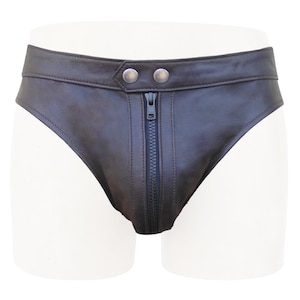 Men&#39;s Brown Leather Briefs/Underwear Jock Straps with lace-up at the back JO-088 Custom Made to Order