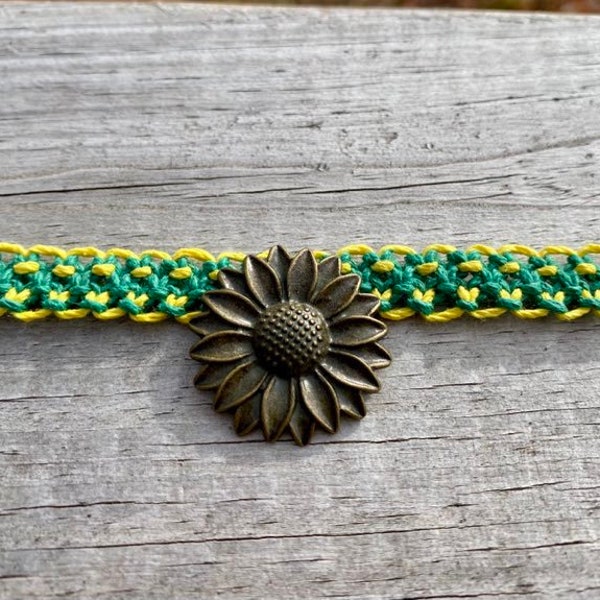 Sunflower Hemp Macrame Choker