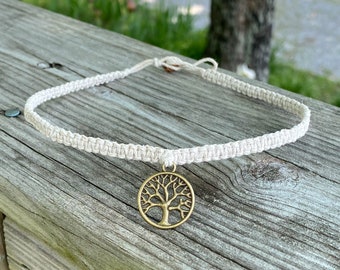 Hemp Choker with Tree of Life Charm