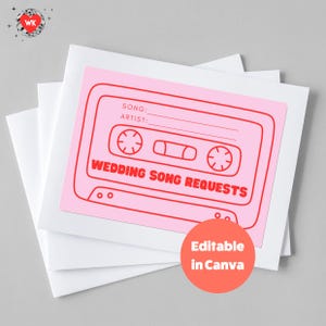 Cartes modifiables de demande de chanson de mariage - Jeu de demande de musique de réception imprimable