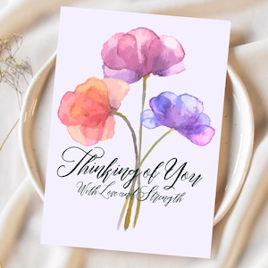 Je pense à vous | Avec amour et force - Poppy Design | Sympathie, encouragement, carte de voeux imprimable