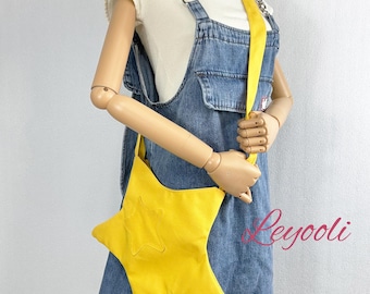 Bolso bandolera de lona con forma de estrella, estilo kawaii