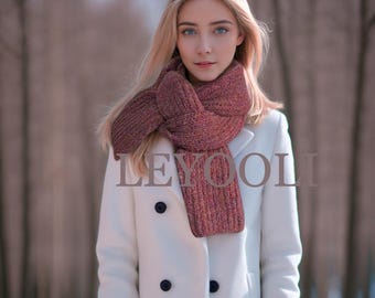 Bufanda de lana tejida a mano / Bufanda gruesa de invierno con rosas